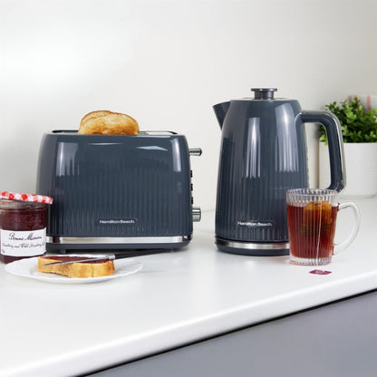 Hamilton Beach Miami Kettle & Toaster Set Charcoal Grey