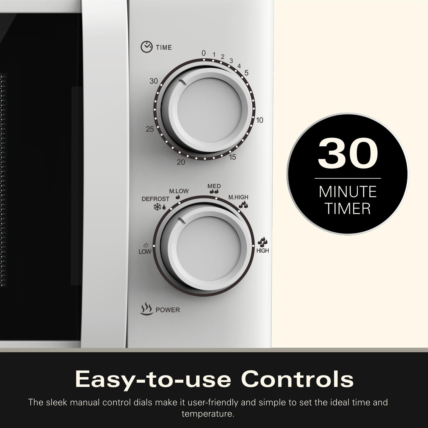 Hamilton Beach 20L Manual White Microwave With Stainless Steel Cavity