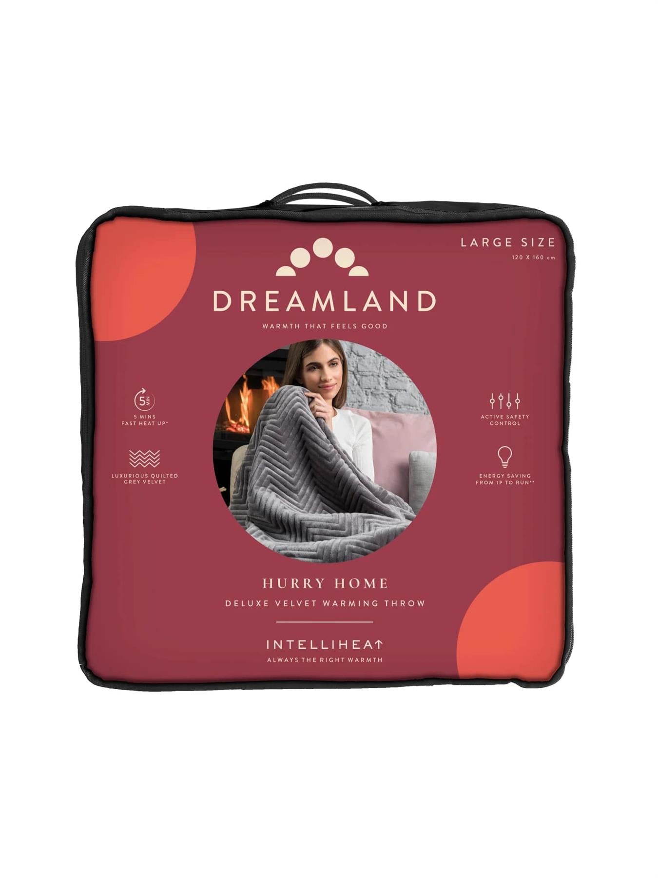 Dreamland Grey Intelliheat Luxury Herringbone Heated Throw