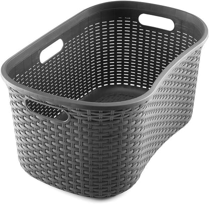 Addis 40L Faux Rattan Charcoal Hipster Laundry Basket