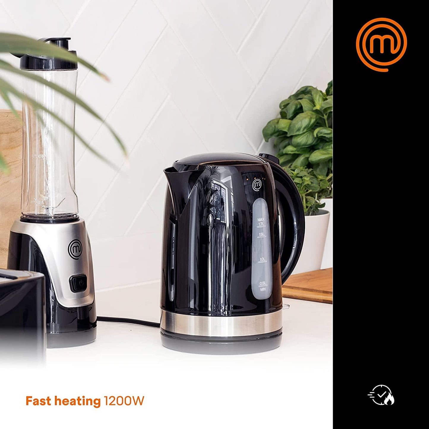 MasterChef Black 1.7L Electric Kettle