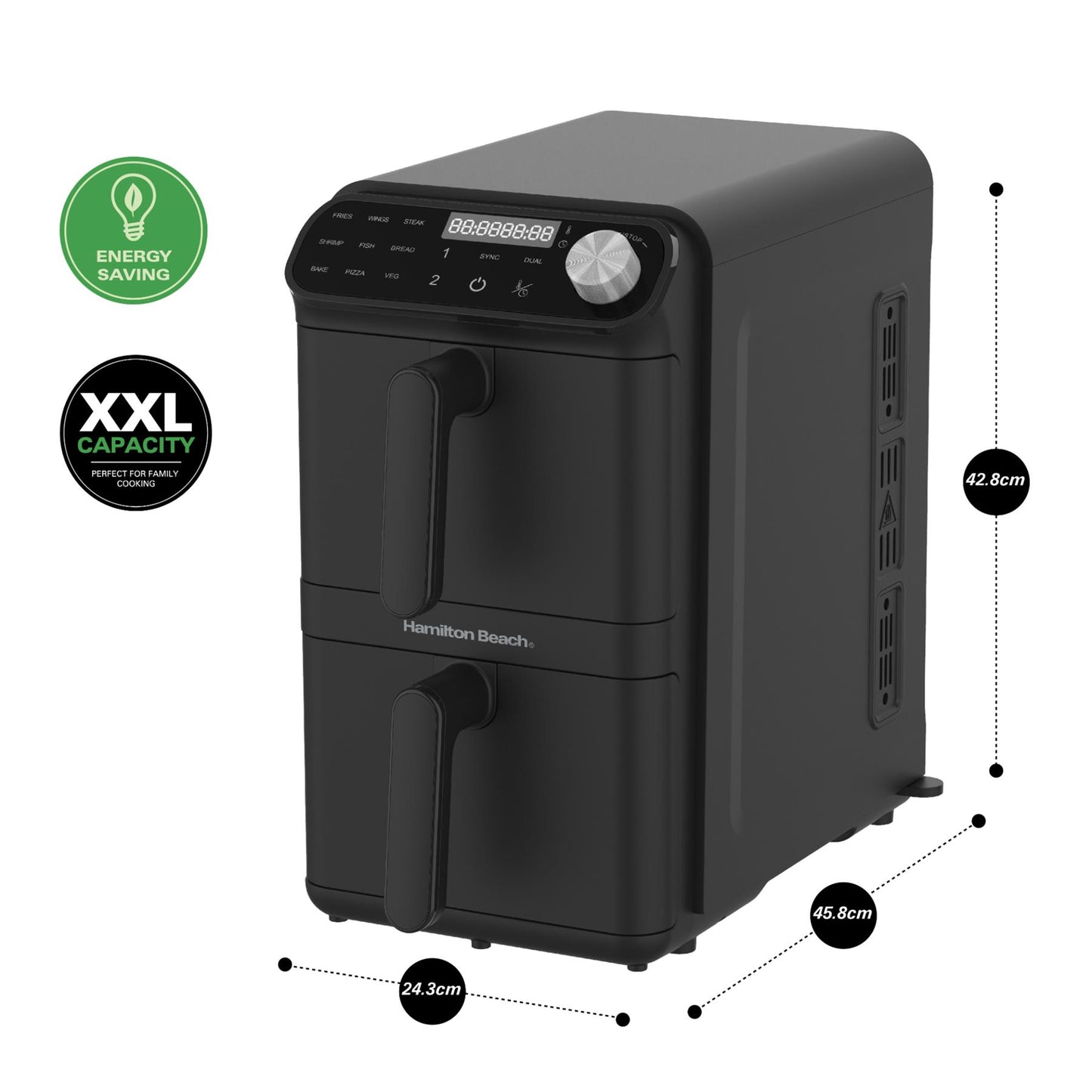 Hamilton Beach XXL Dual Stack 2 Drawer Air Fryer