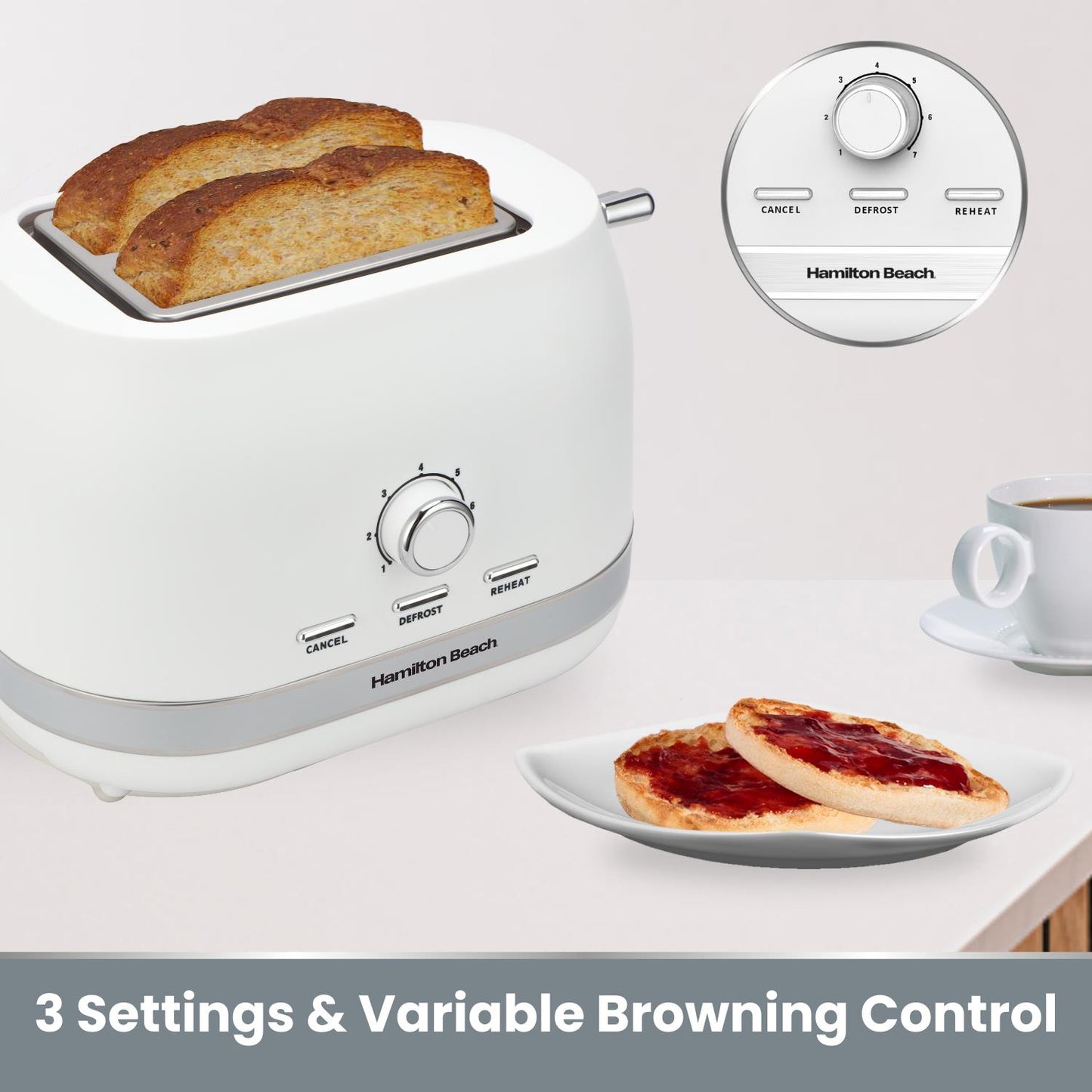 Hamilton Beach Ella 2 Slice Matte White Toaster