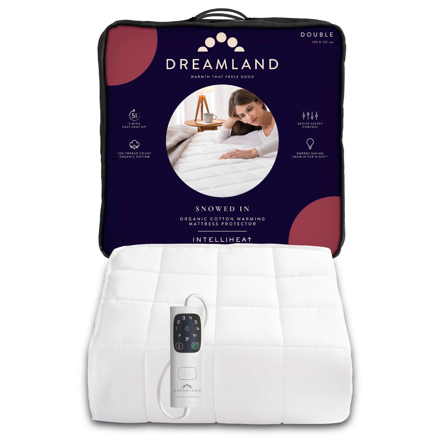 Dreamland Double Snowed In Organic Cotton Warming Mattress Protector