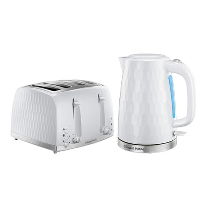 Russell Hobbs Honeycomb White Breakfast Bundle