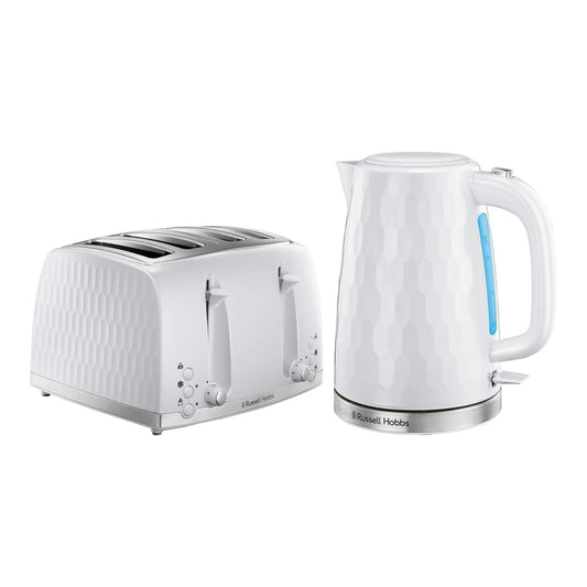 Russell Hobbs Honeycomb White Breakfast Bundle