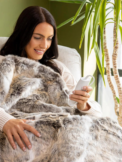 Dreamland Intelliheat Alaskan Husky Faux Fur Throw