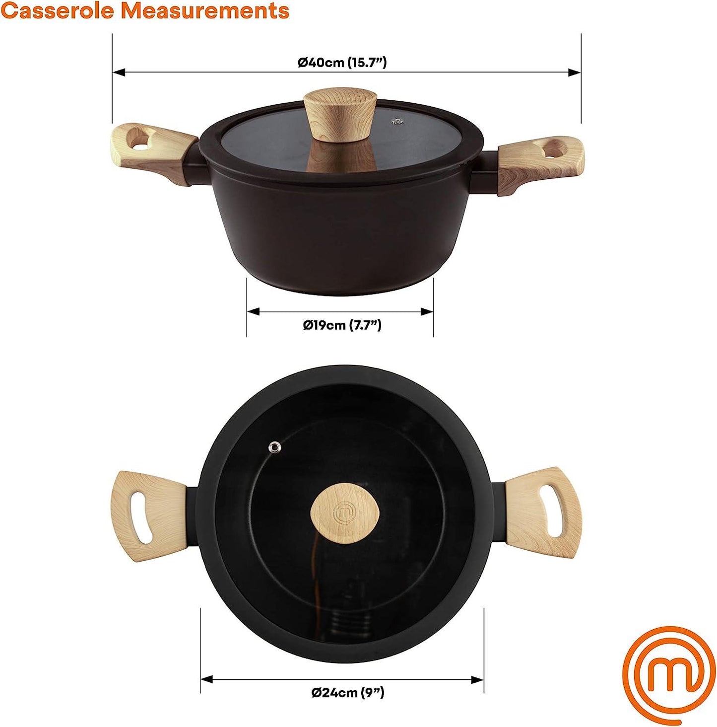 MasterChef 24cm Wood Look Stockpot with Lid