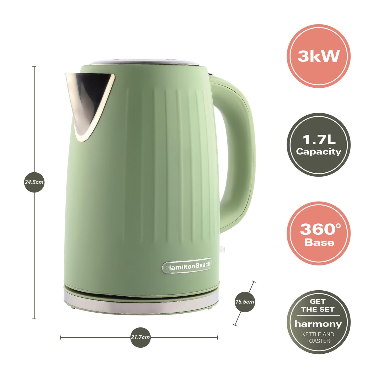 Hamilton Beach Harmony Kettle & Toaster Set - Matcha