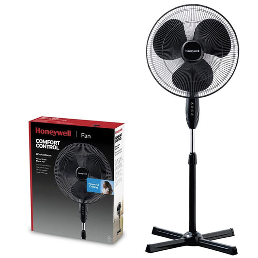 Honeywell Comfort Control Whole Room Stand Fan (3 Speed Settings, Oscillating 90°, Adjustable Height, 40cm Blade, No Tools Assembly) HSF1630