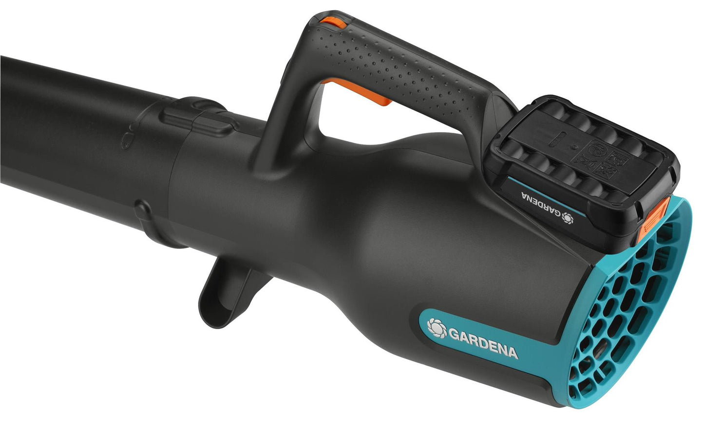 Gardena Battery Blower PowerJet 18V P4A: Effective leaf blower with 18 V motor, 100 km/h blowing speed, light weight, ergonomic handle (14890-55)