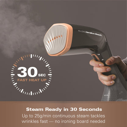 Hamilton Beach ProCare Handheld Garment Steamer - Black & Bronze