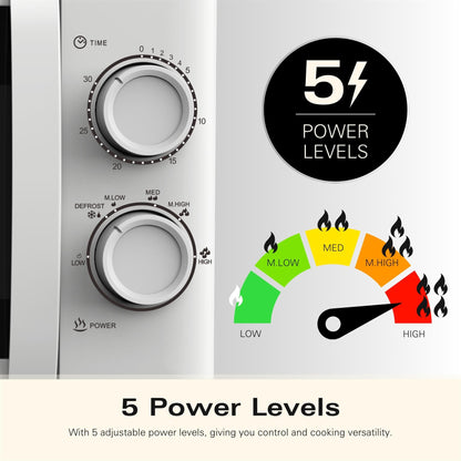 Hamilton Beach 20L Manual White Microwave With Stainless Steel Cavity