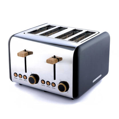 Hamilton Beach Scandi 4 Slice Toaster Matte Black with Wood Effect