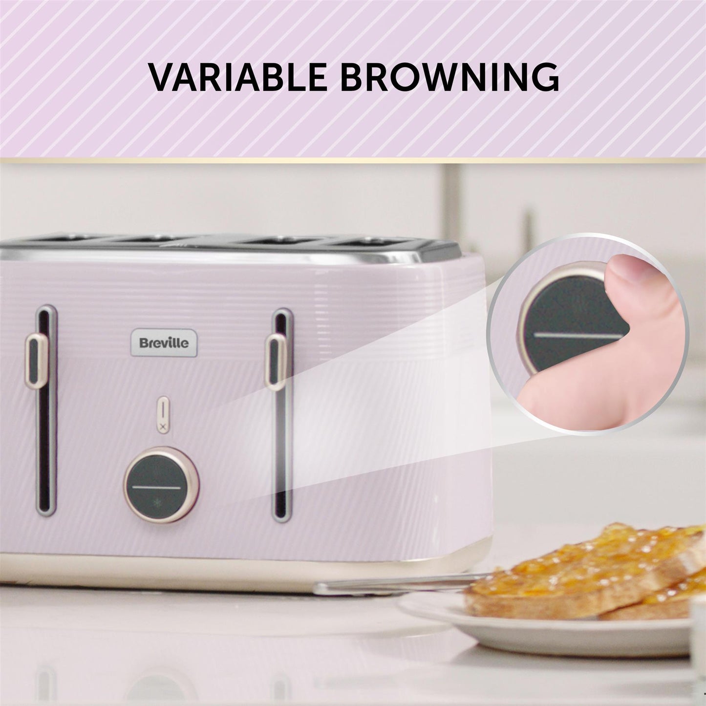 Breville Obliq Lilac & Gold 4 Slice Toaster