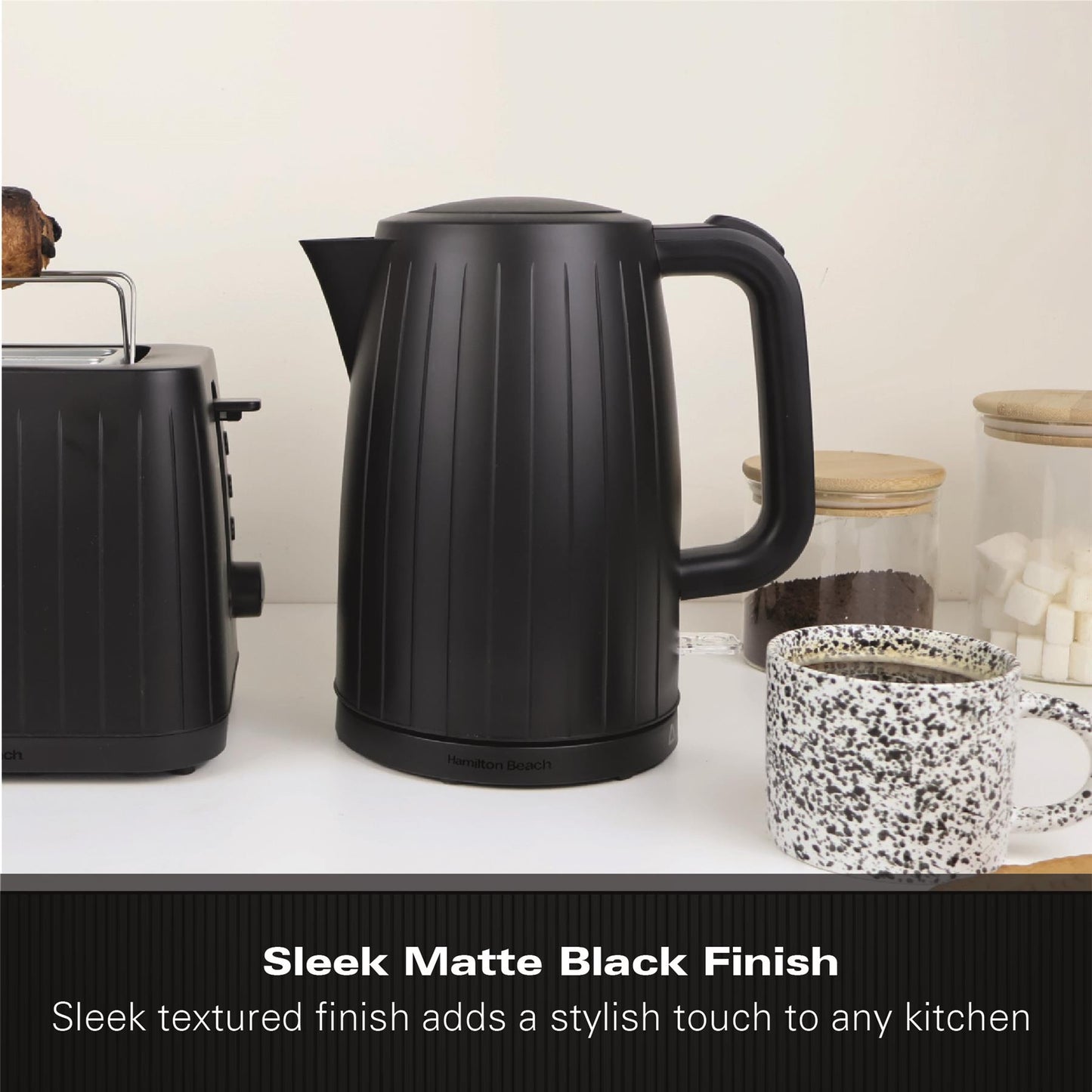 Hamilton Beach Stealth 1.7L Textured Kettle Matte Black