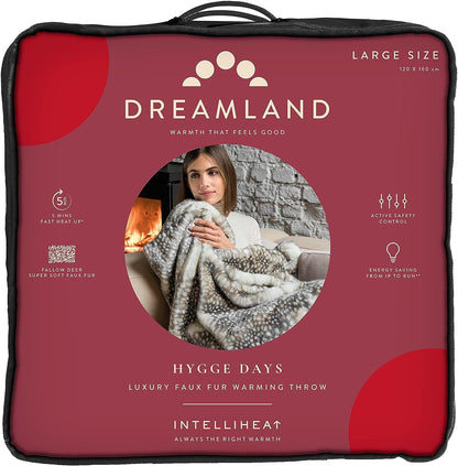 Dreamland 'Hygge Days' Luxury Fallow Deer Faux Fur Heated Blanket