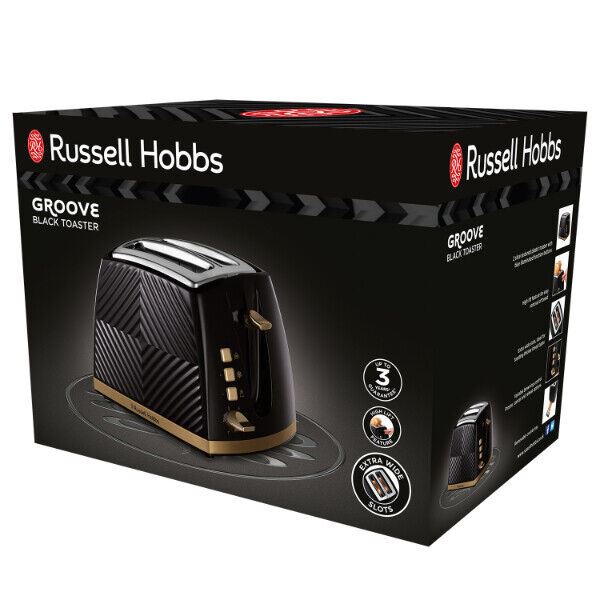 Russell Hobbs Groove 2-Slice Black Toaster