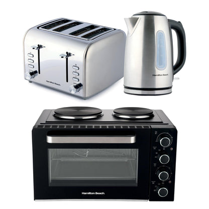 Hamilton Beach Brushed Breakfast & Mini Oven Bundle