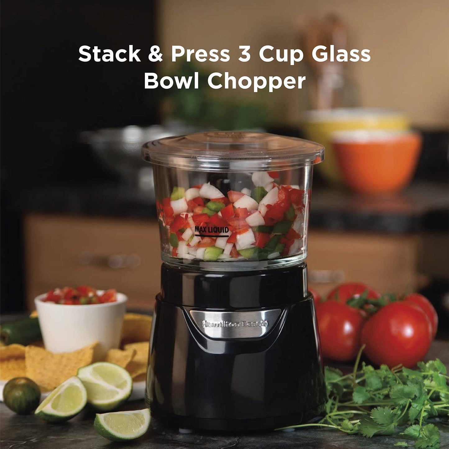 Hamilton Beach 700ml Stack & Press Glass Bowl Chopper