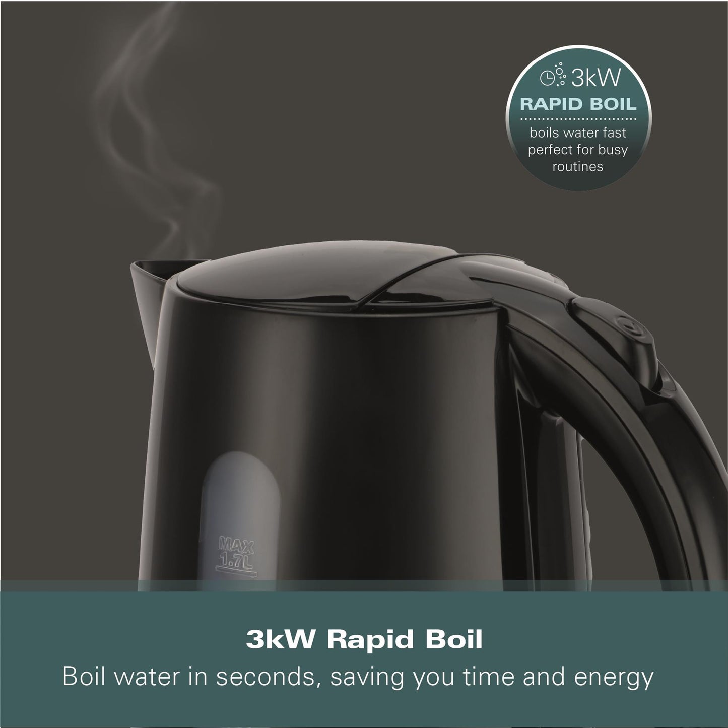 Hamilton Beach Essentials 1.7L Rapid Boil Kettle Black