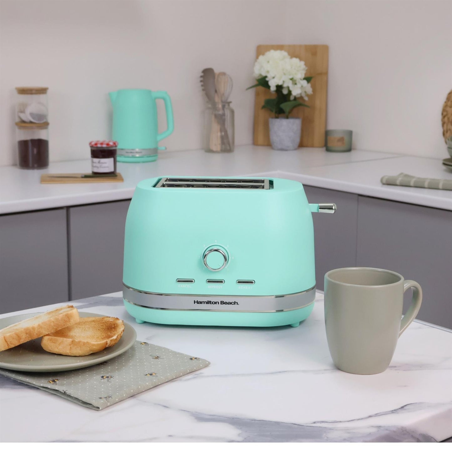 Hamilton Beach Ella Mint Kettle & Toaster Set