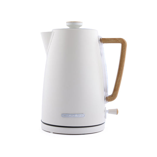 Hamilton Beach Scandi 1.7L Kettle Matte Cream with Wood Effect