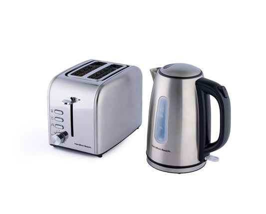 Hamilton Beach Rise Kettle & 2 Slice Toaster Set - Brushed