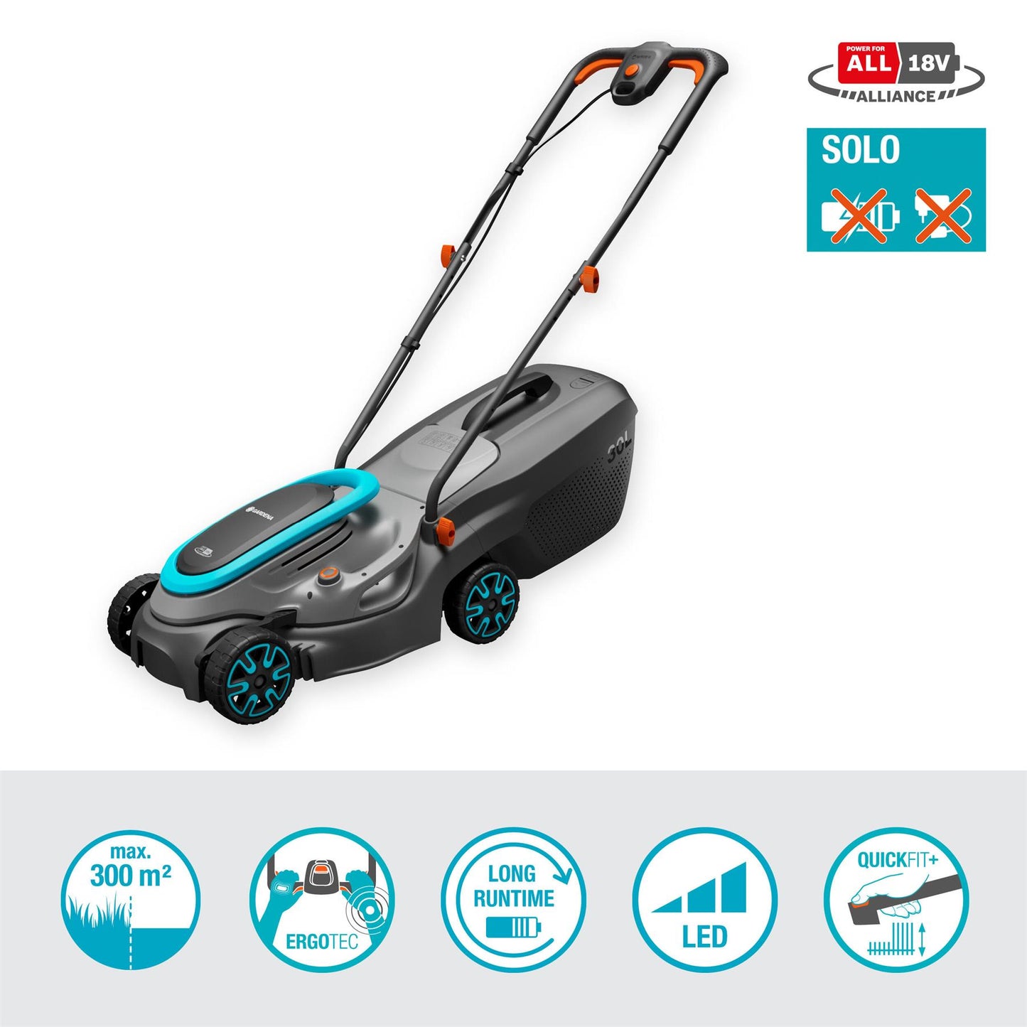 GARDENA PowerMax 32/18V P4A Solo Lawnmower