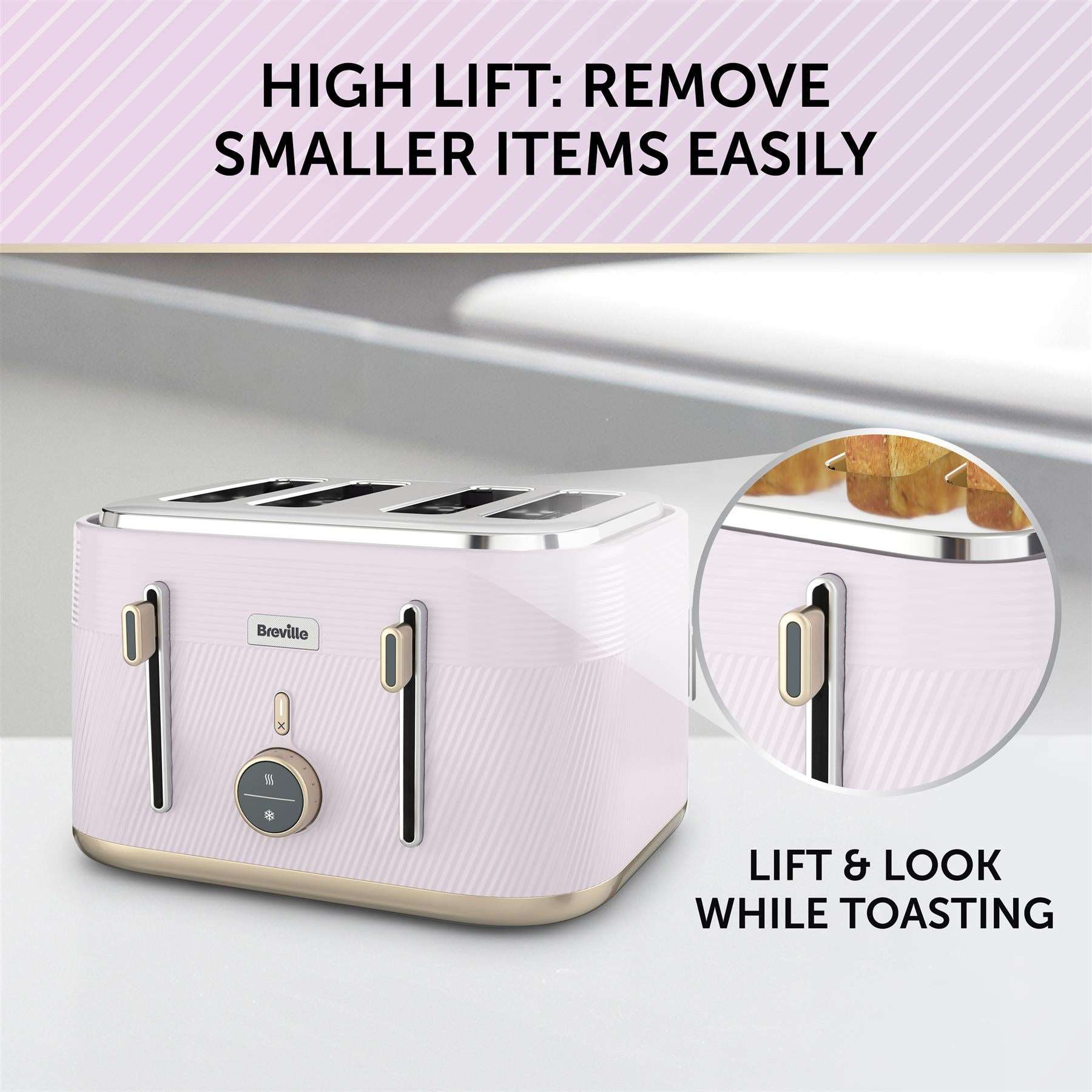 Breville Obliq Lilac & Gold 4 Slice Toaster