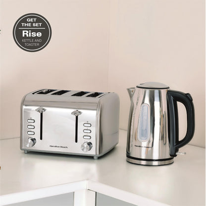 Hamilton Beach Rise Polished Kettle & 4 Slice Toaster Bundle