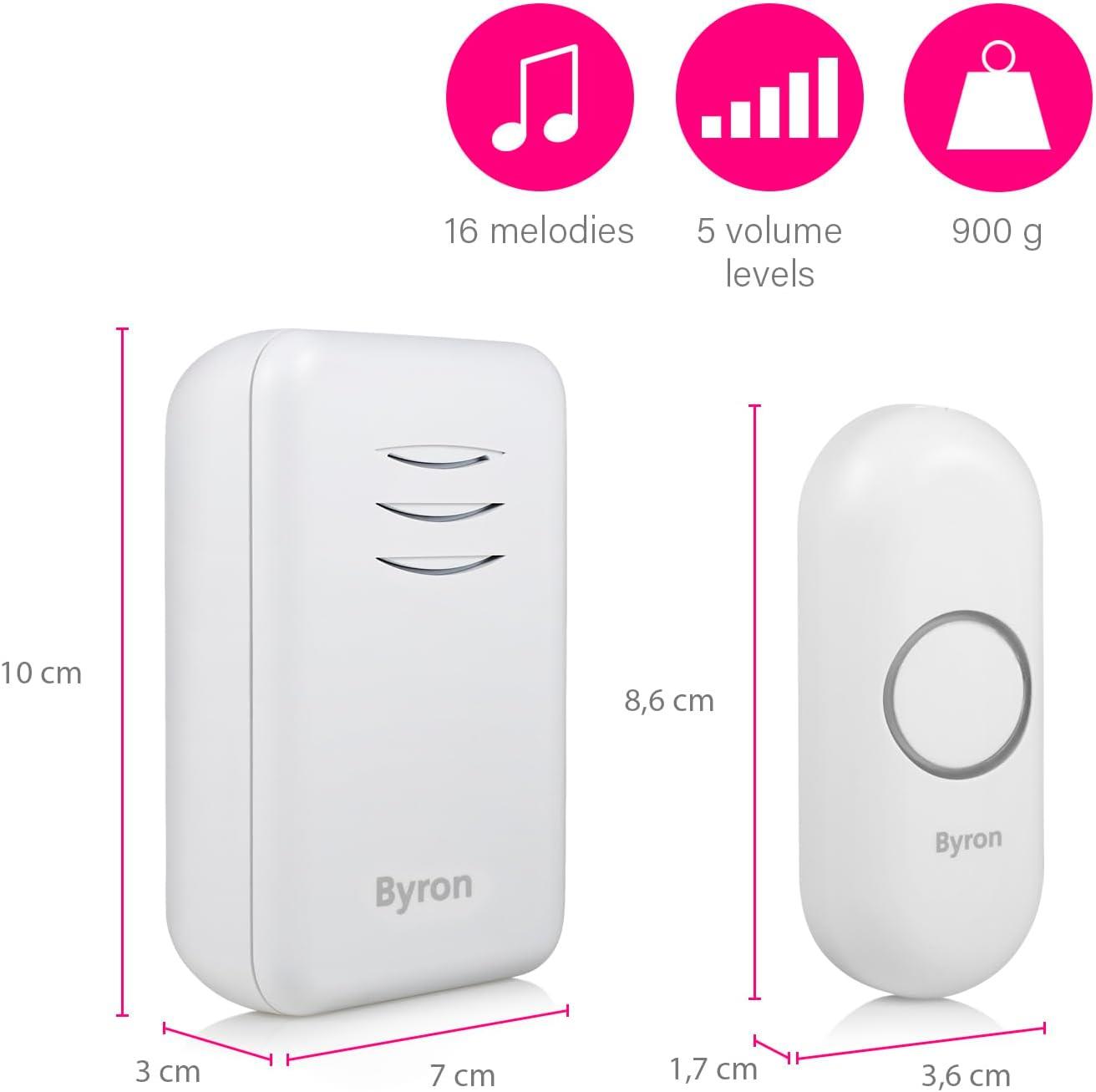 Byron Wireless Portable Push Doorbell Set