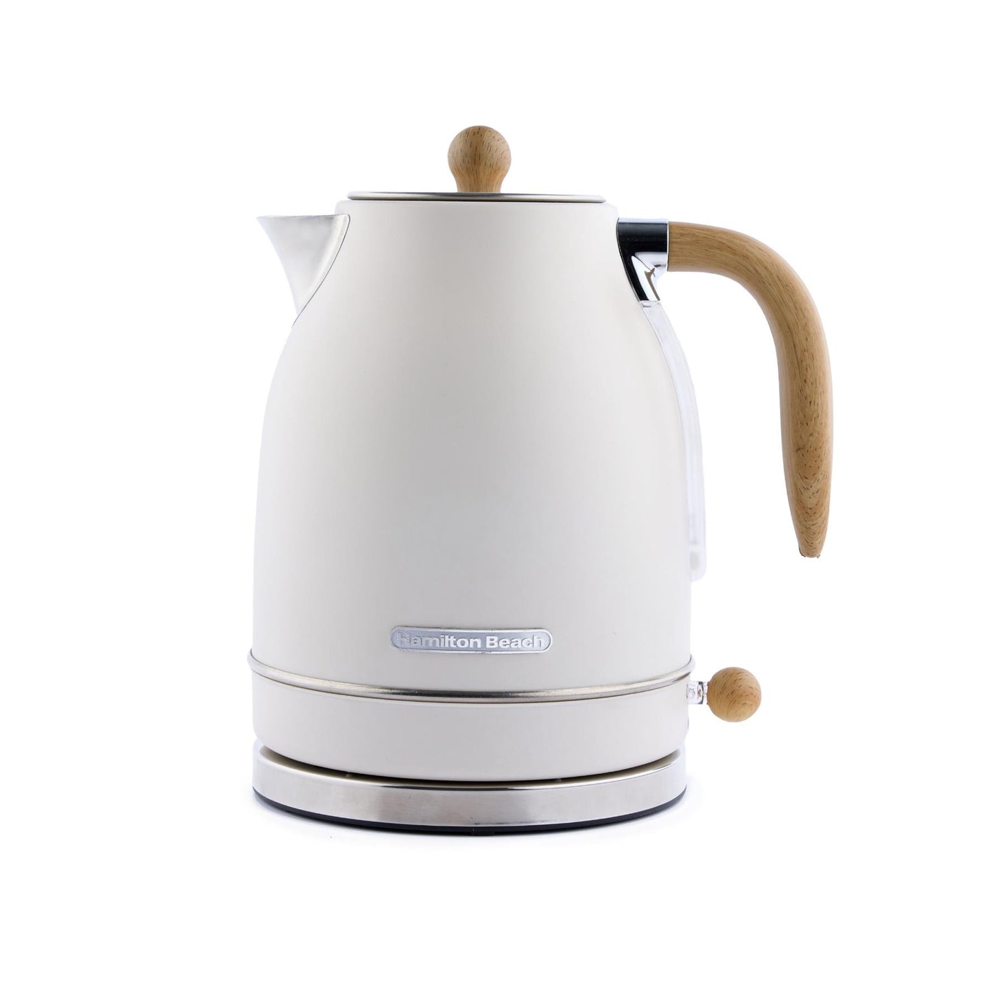 Hamilton Beach Scandi 1.7L Jug Kettle Matte Cream with Wood Effect