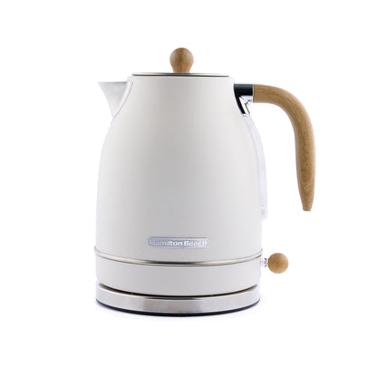 Hamilton Beach Scandi 1.7L Jug Kettle Matte Cream with Wood Effect