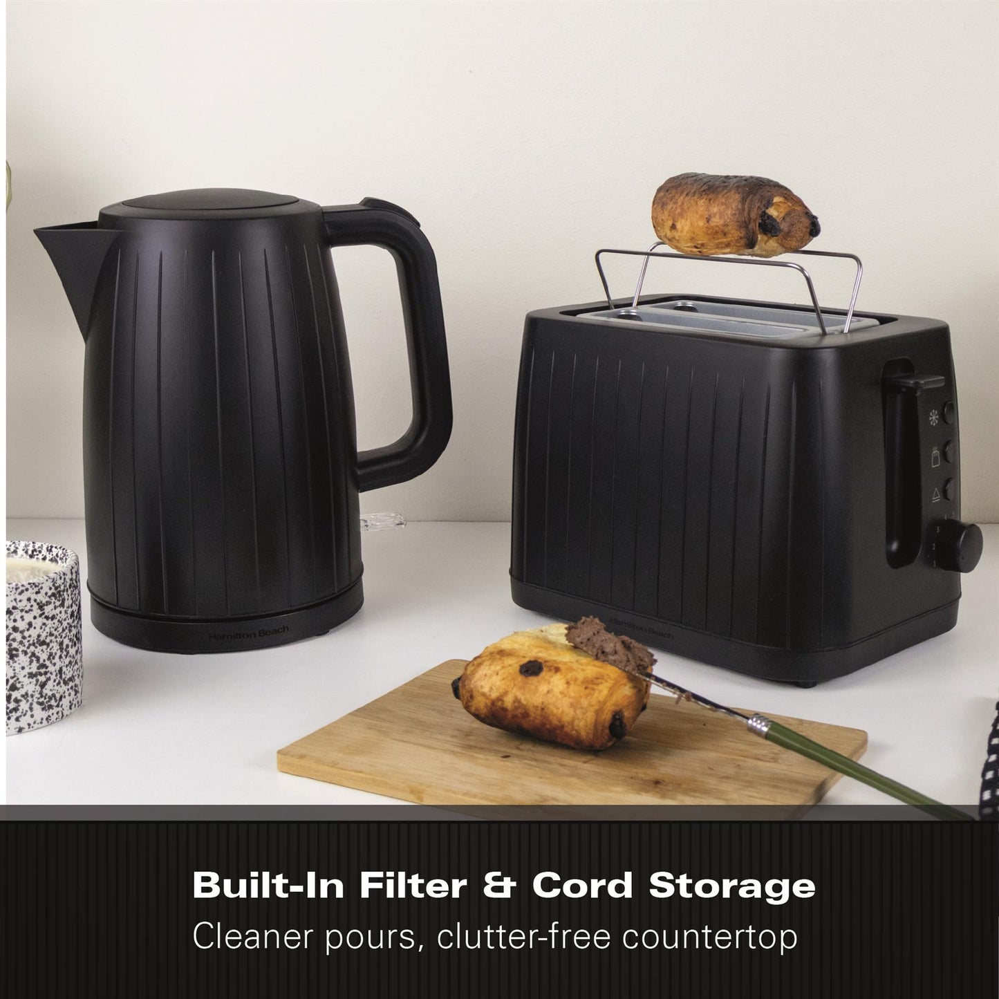 Hamilton Beach Stealth 1.7L Textured Kettle Matte Black