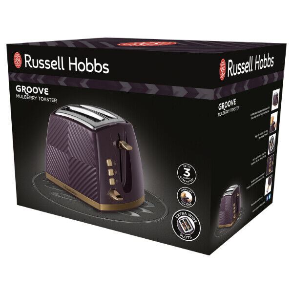 Russell Hobbs Groove 2-Slice Toaster Mulberry