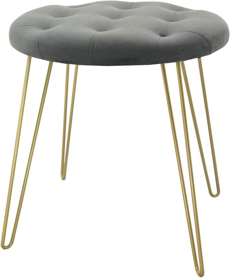 COUNTRY CLUB Stool with Gold Legs Grey