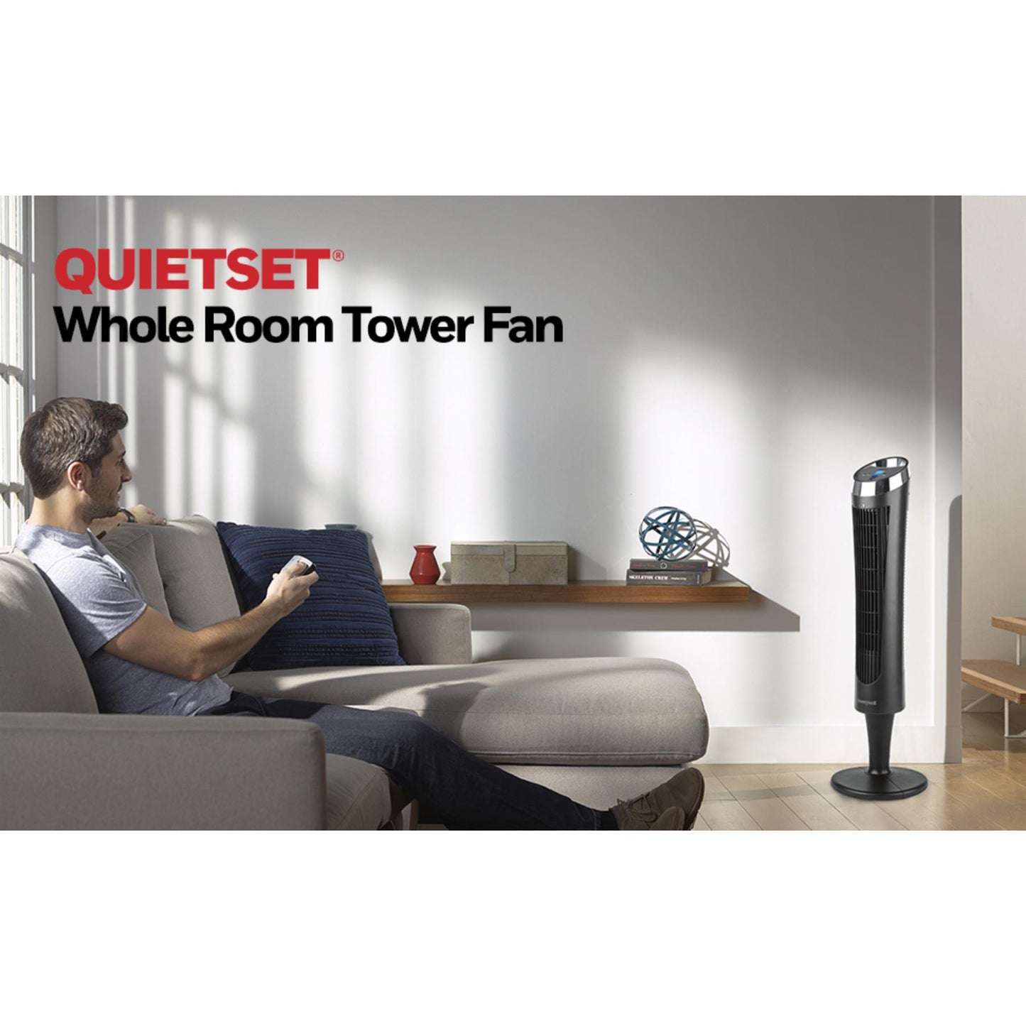 Honeywell QuietSet Tower Fan (5 Speed Settings, Oscillating 75°, Timer Function, Remote Control) HY254