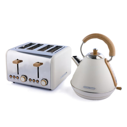 Hamilton Beach Scandi Pyramid Kettle & Toaster Set - Cream