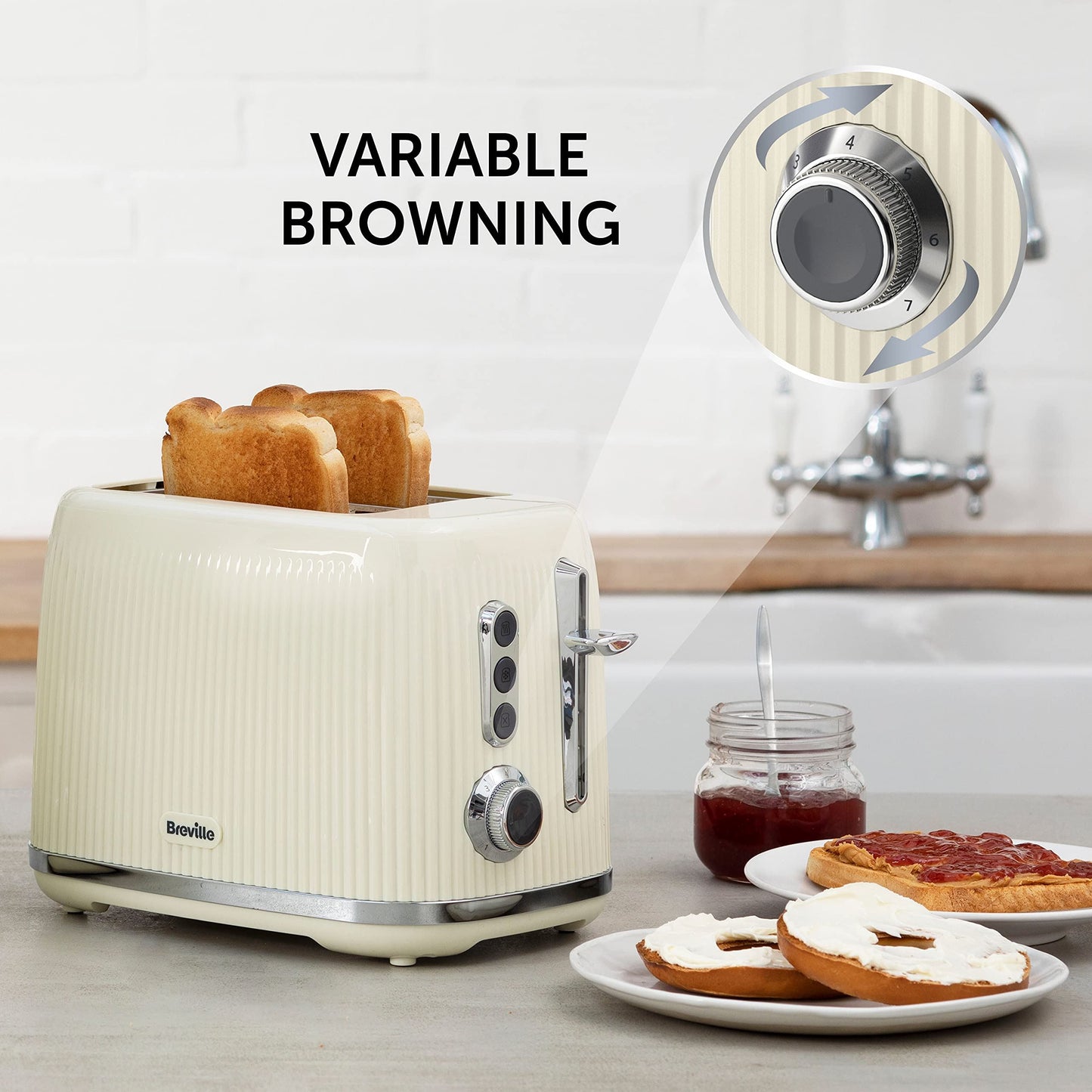 Breville Bold Vanilla Cream 2 Slice Toaster