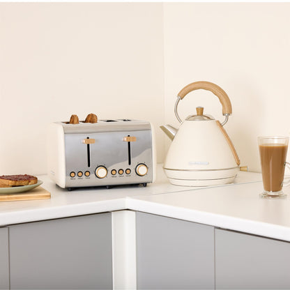 Hamilton Beach Scandi Pyramid Kettle & Toaster Set - Cream