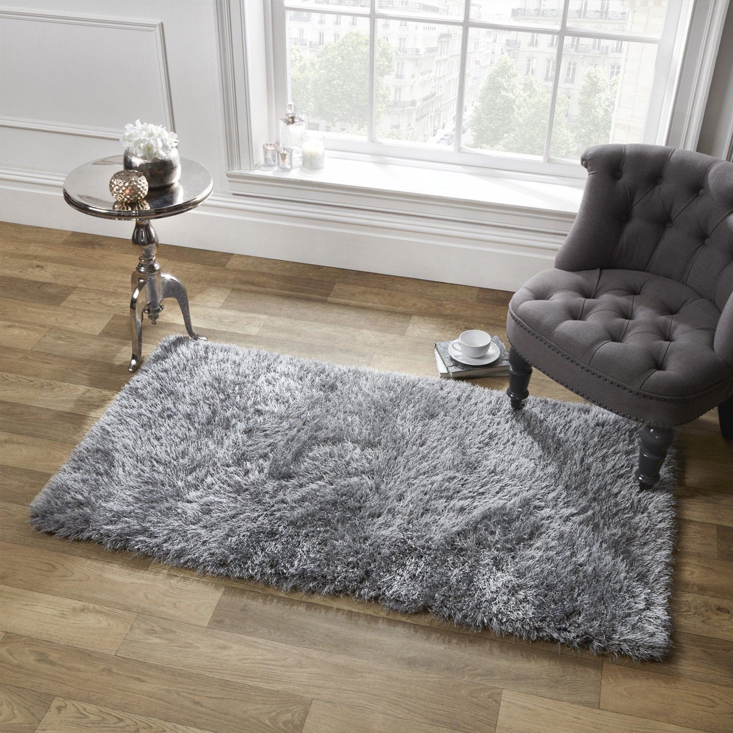 Sienna Large Silver Grey Soft Shaggy Floor Rug