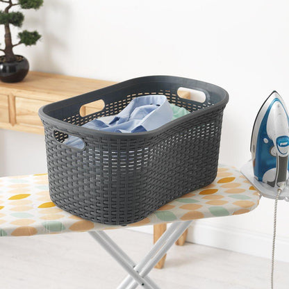 Addis 40L Faux Rattan Charcoal Hipster Laundry Basket