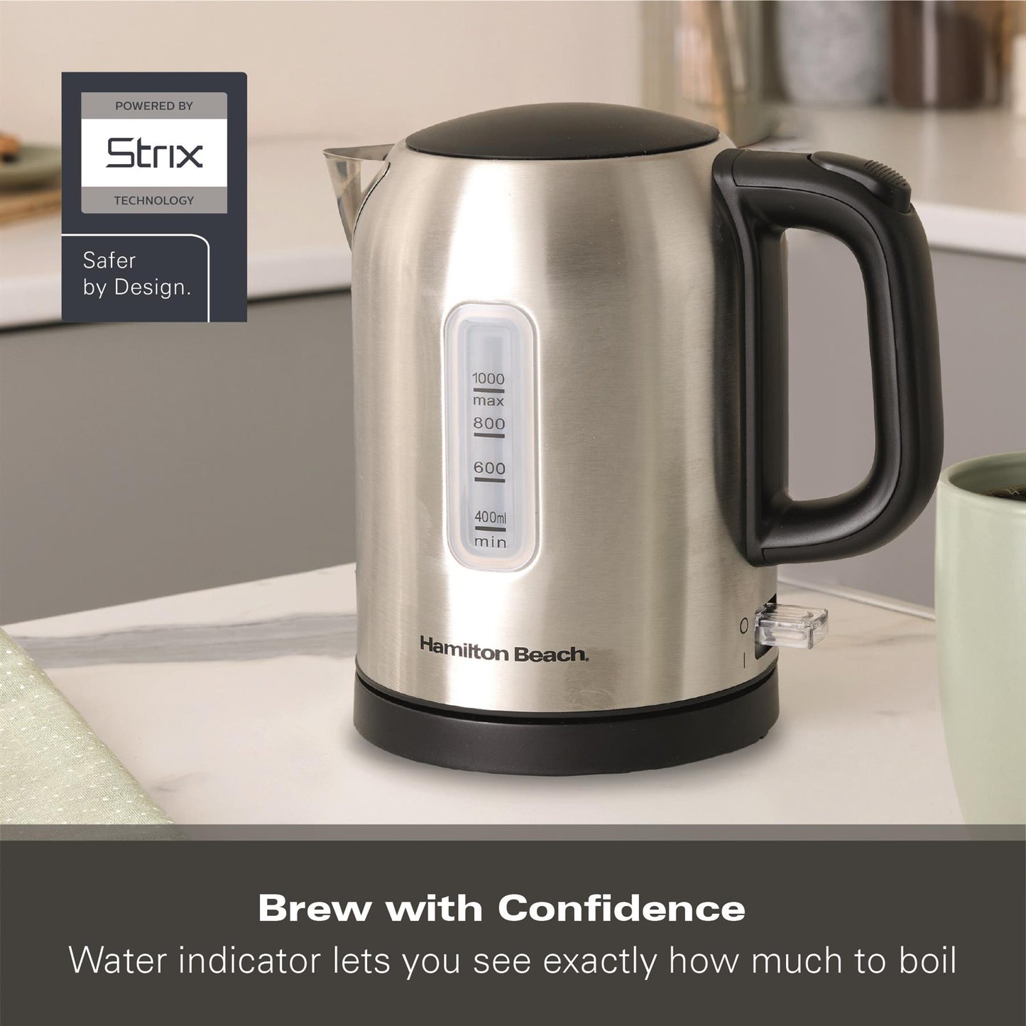 Hamilton Beach Compact 1L Kettle Brushed Stainless Steel