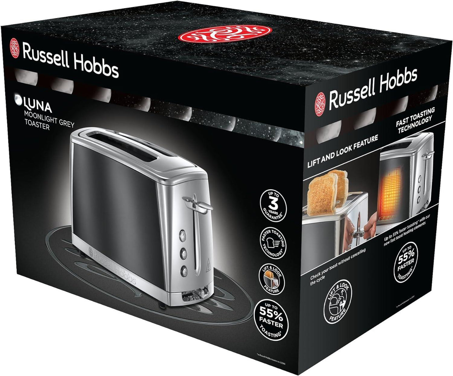 Russell Hobbs Luna Grey 2 Slice Toaster