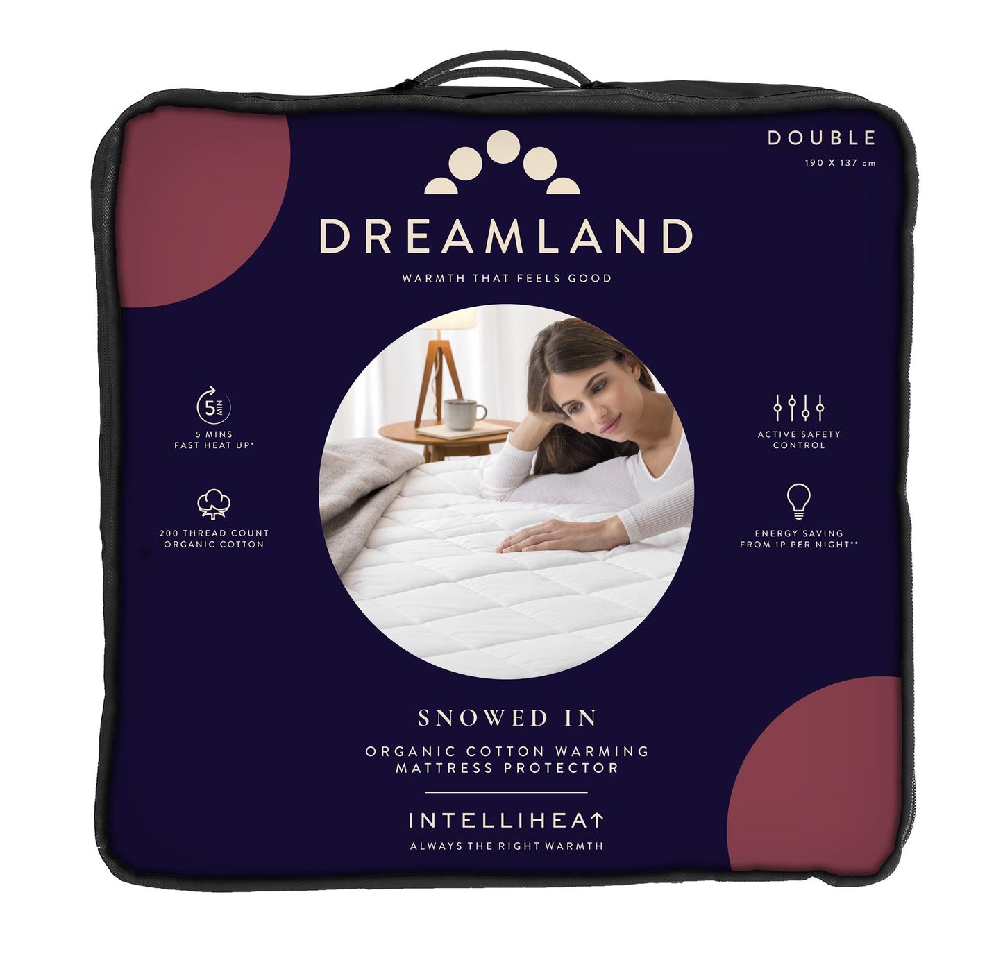 Dreamland Double Snowed In Organic Cotton Warming Mattress Protector
