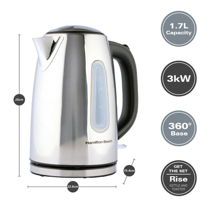 Hamilton Beach Rise Polished Kettle & 4 Slice Toaster Bundle